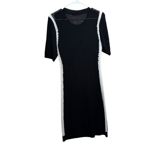 Ive Dress Women's XS Open Knit Sheer Black White Sweater Round Neck - Picture 6 of 9